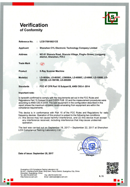 CHINA Shenzhen Chuangyilong Electronic Technology Co., Ltd. Certificações